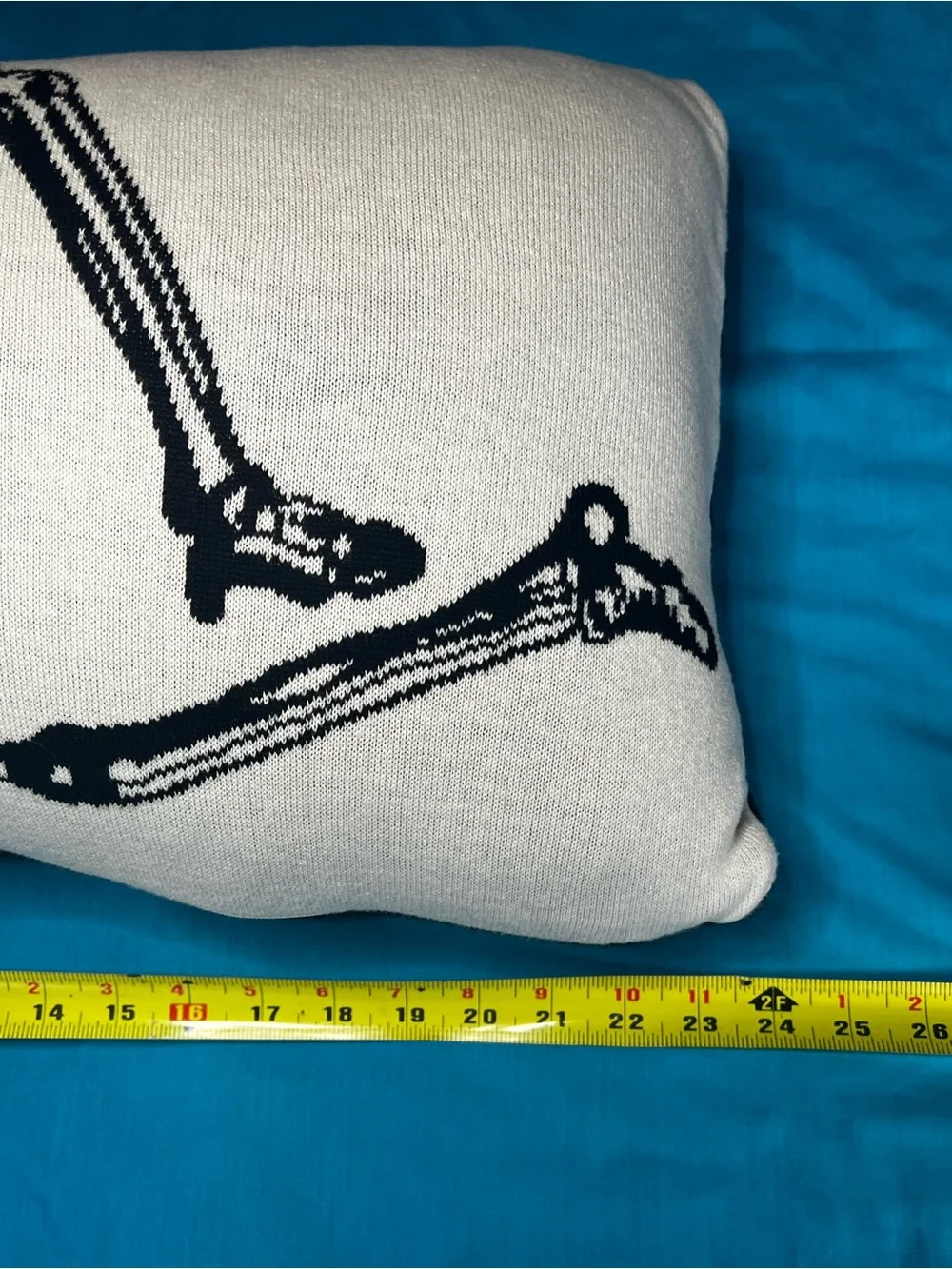 Rachel Zoe Reversible Skeleton Knit Accent Pillow Black White 24x12